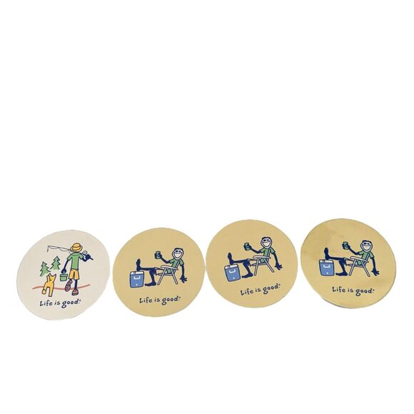 Life Is Good Cork-Backed Drink Coasters - Picture 2 of 11